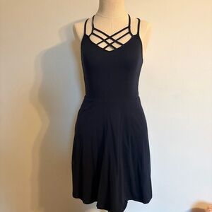 Hollister Navy Blue Strappy Crisscross Skater Mini Dress